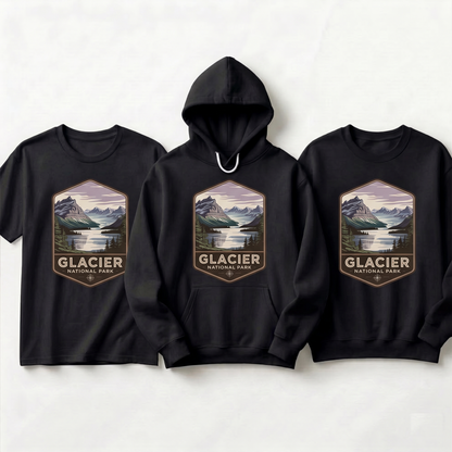 Custom Glacier National Park Shirt, Vintage Glacier Hoodie, Retro Montana Nature Sweatshirt, Personalized Hiking Gift, Mountain Badge Tee