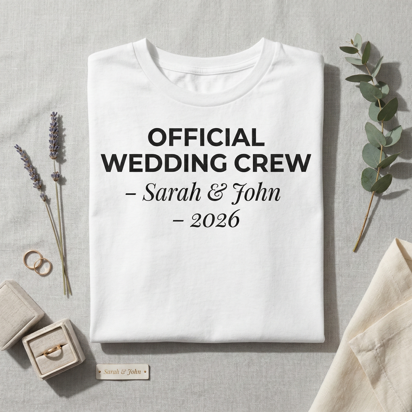 Custom Wedding Crew T-Shirt, Personalized Names and Year Tee