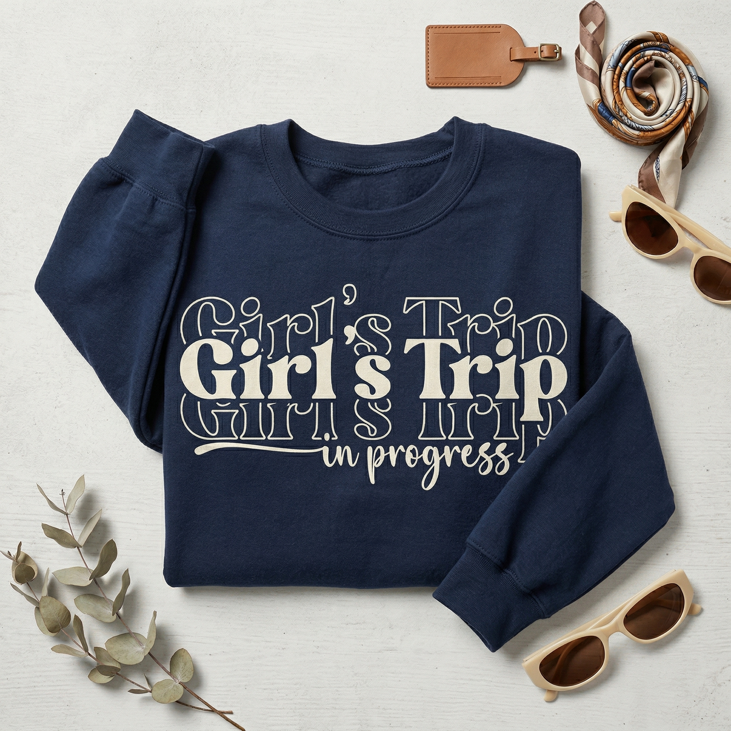 Girl's Trip In Progress Shirt, Custom Bachelorette Party Tee, Retro Weekend Shirt, Personalized Group Vacation Top, Aesthetic Bestie Shirts