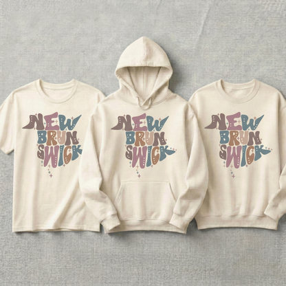 Custom New Brunswick Hoodie and Sweatshirt, Retro New Brunswick T-shirt, Aesthetic Canada Province Apparel, Personalized New Brunswick Gift