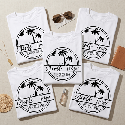 Custom Girls Trip Shirts - Personalized Beach Vacation Tee - Bachelorette Party Favors - Summer 2026 Family Cruise Top