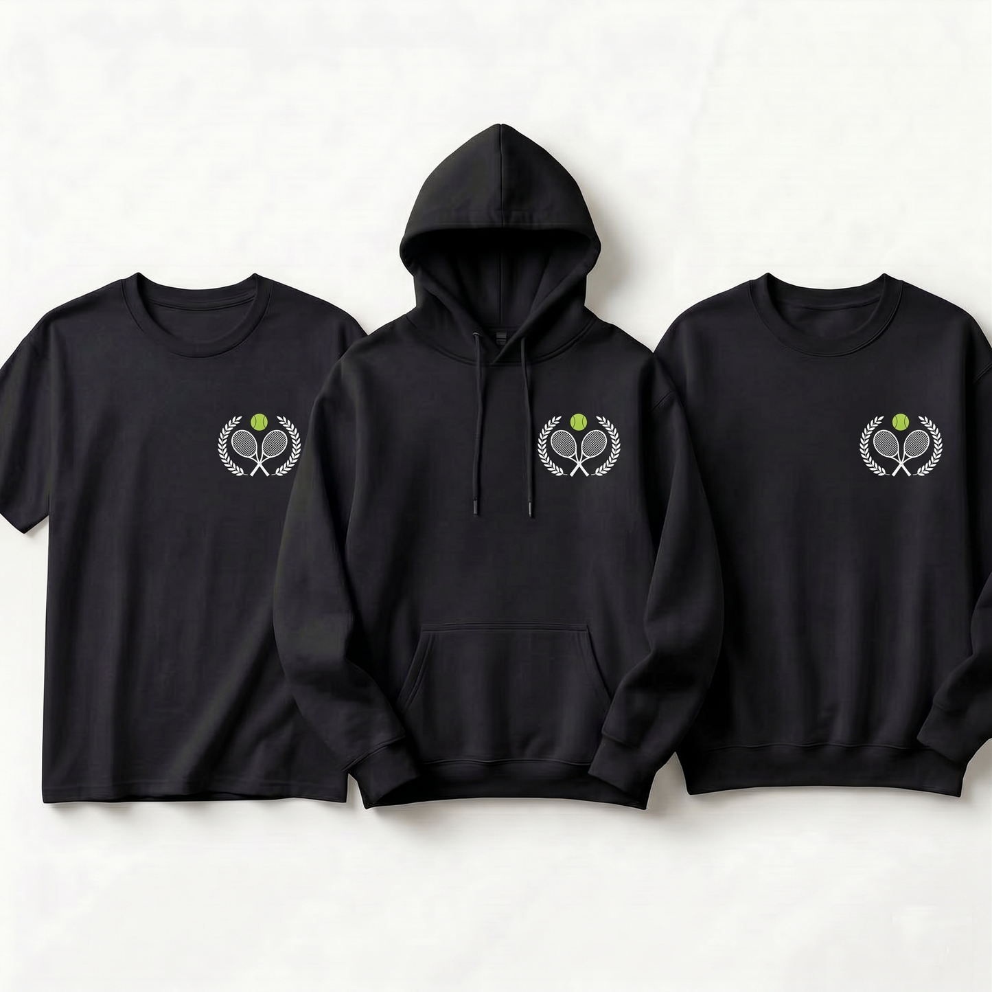 Custom Tennis Club Apparel - Personalized Laurel Wreath Tennis Hoodie, Sweatshirt, or T-Shirt - Custom Tennis Team Gift