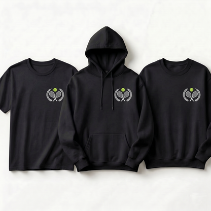 Custom Tennis Club Apparel - Personalized Laurel Wreath Tennis Hoodie, Sweatshirt, or T-Shirt - Custom Tennis Team Gift