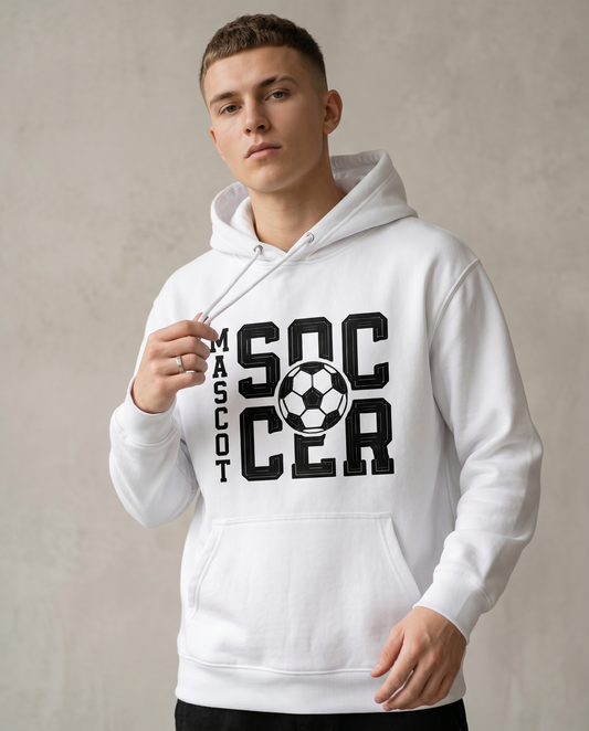 Custom Soccer Mascot Hoodie, Personalized Soccer Team Shirt, Varsity Soccer Sweatshirt, Custom School Spirit Wear, Soccer Player Gift