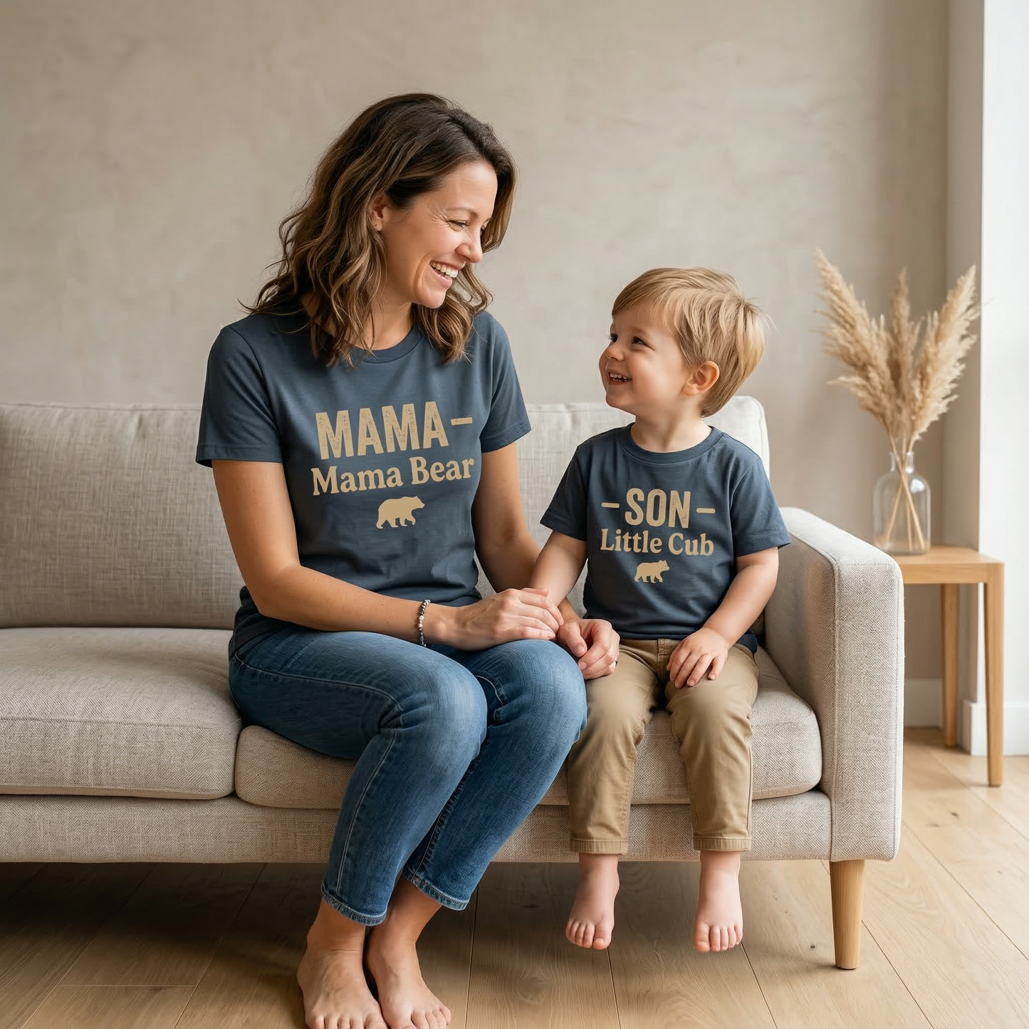 Mama Bear and Little Cub Matching Shirt Set | Mother and Son Matching Outfits | New Mom Gift | Boho Mama T-Shirt | Toddler Boy Bear Shirt | Set of 2