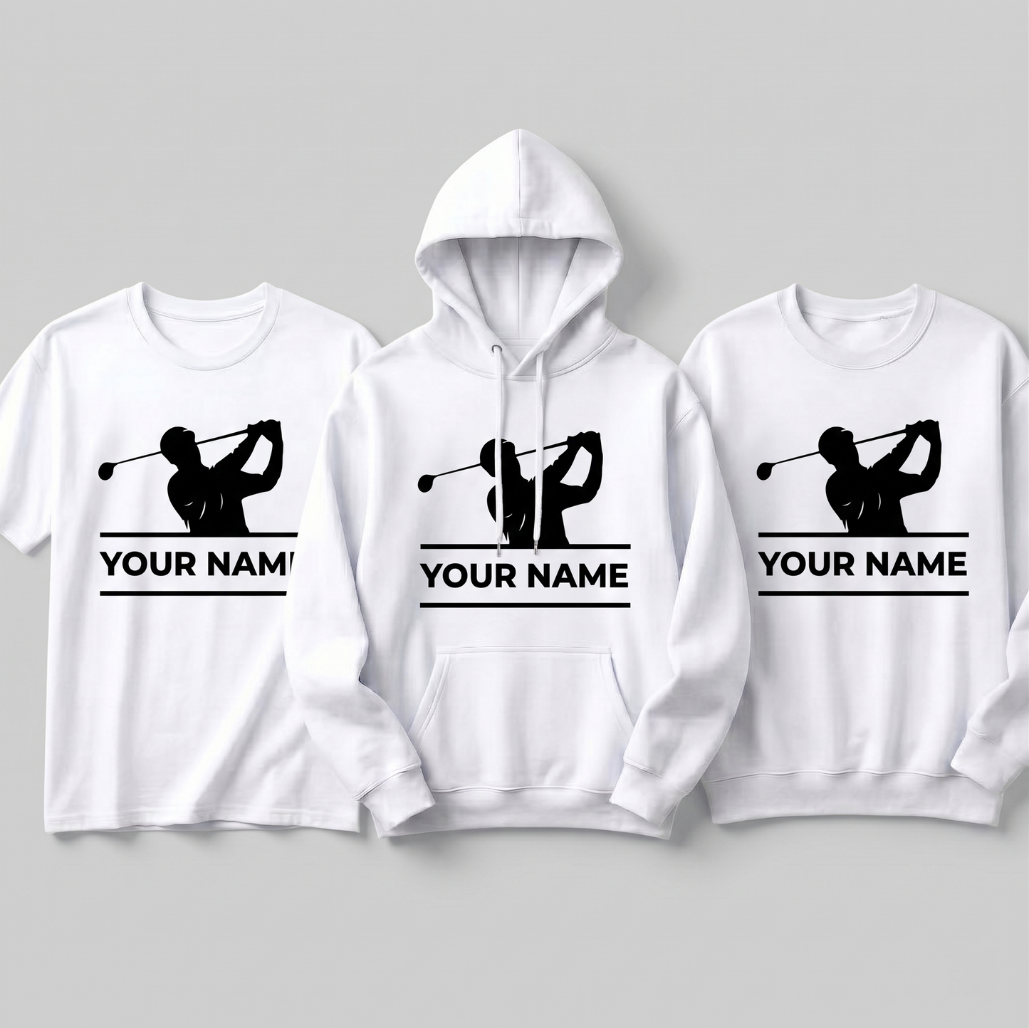 Custom Golf Swing Hoodie, Personalized Golfer Sweatshirt, Minimalist Golf T-Shirt, Custom Name Golf Apparel, Personalized Gift for Golfer