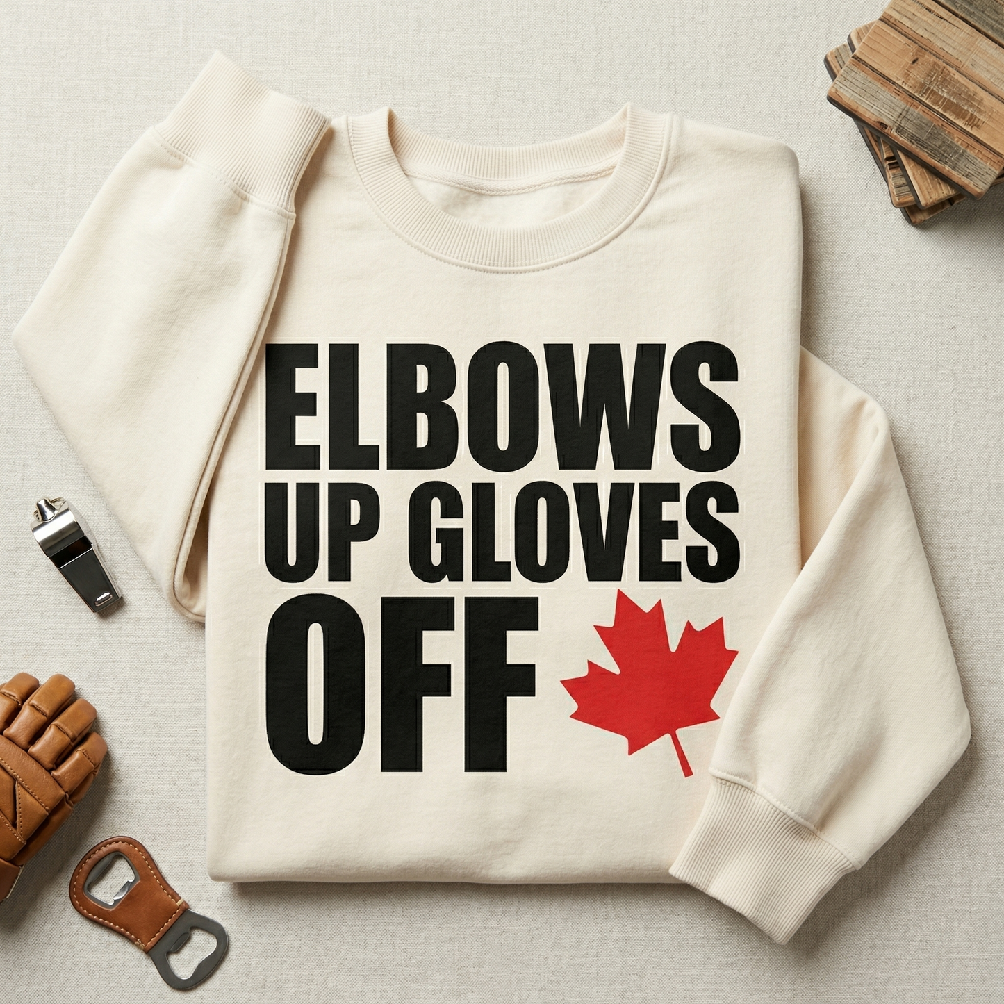 Custom Hockey Hoodie, Elbows Up Gloves Off Sweatshirt, Personalized Canada Hockey Pullover, Funny Hockey Player Gift, Vintage Sports Hoodie