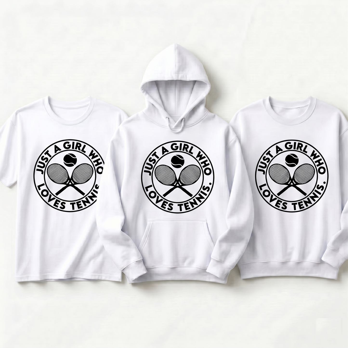 Custom Just a Girl Who Loves Tennis Shirt, Personalized Tennis Girl Hoodie, Tennis Lover Gift for Her, Tennis Mom Sweatshirt