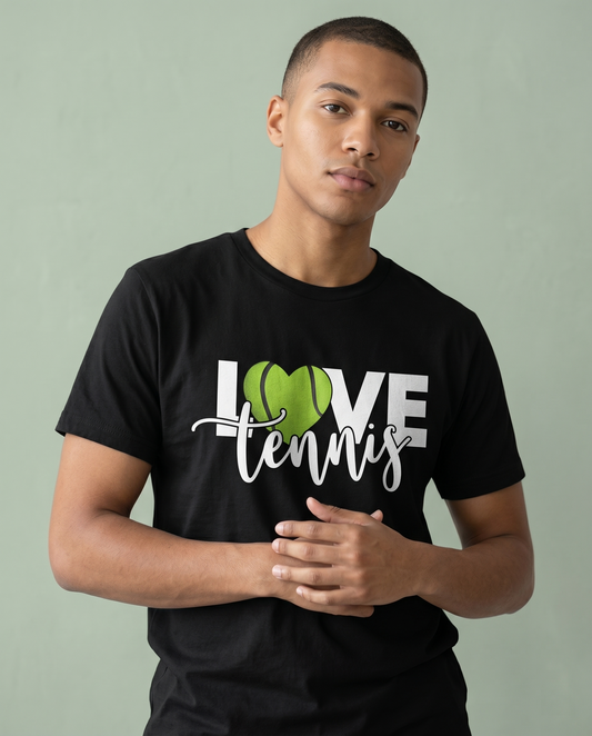 Custom LOVE Tennis Heart Hoodie, Tennis Ball Sweatshirt & T-Shirt | Personalized Tennis Team Gift | Cute Tennis Mom Shirt, Coach Gift