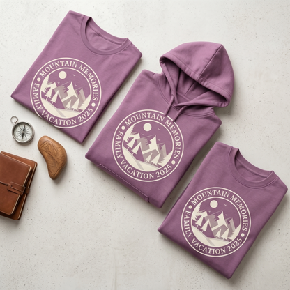 Custom Mountain Memories 2025 Family Vacation Shirts, Personalized Mountain Trip Matching Hoodies, 2026 Family Reunion Sweatshirts