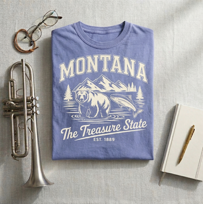 Custom Montana Hoodie - Vintage Treasure State Sweatshirt - Retro MT 1889 Est. Pullover - Personalized Montana Gift