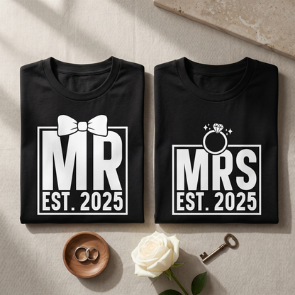 Personalized Wedding Date T-Shirts, Matching Couple Honeymoon Tees, Newlywed Gift, Bride and Groom Shirts, Custom Anniversary Gift