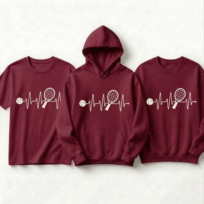Custom Tennis Heartbeat Shirt, Tennis Hoodie, Personalized Tennis Player Gift, Tennis Team Sweatshirt, Tennis Mom Shirt, Tennis Coach Gift