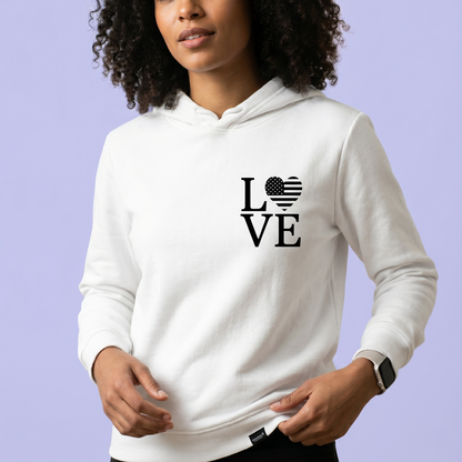 Custom American Flag Love Shirt, Personalized USA Heart Hoodie, Custom Patriotic Love Sweatshirt, Fourth of July Family Shirts