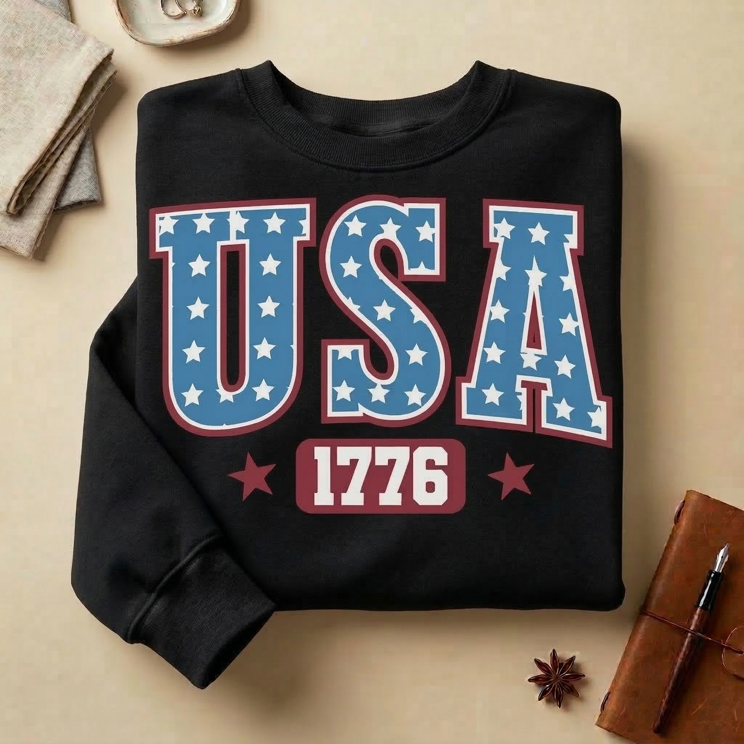 Vintage USA 1776 Sweatshirt | 4th of July Patriotic Crewneck | Retro Americana Pullover | Independence Day Sweater | Varsity USA Apparel