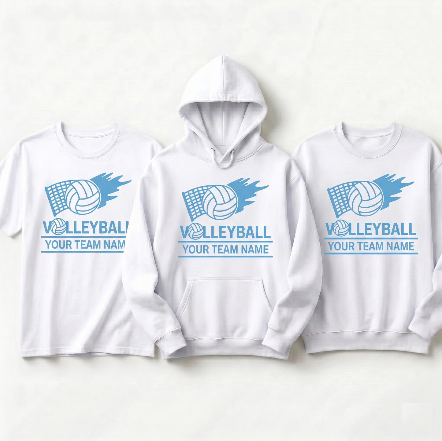 Custom Volleyball Team Shirts, Personalized Volleyball Hoodie, Light Blue Volleyball Sweatshirt, Custom Team Apparel, Volleyball Mom Gift