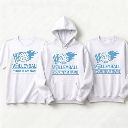 Custom Volleyball Team Shirts, Personalized Volleyball Hoodie, Light Blue Volleyball Sweatshirt, Custom Team Apparel, Volleyball Mom Gift