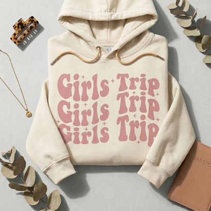 Custom Girls Trip T-Shirt, Girls Weekend Tee, Personalized Bachelorette Party Shirt, Pink Aesthetic Summer Travel Top, Matching Squad Shirts