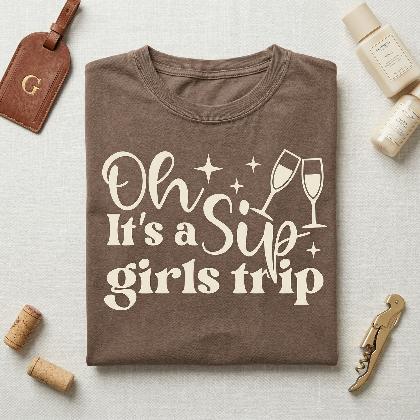 Custom Wine Tour T-Shirt, Funny Matching Girls Weekend Tee, Group Shirts, Bachelorette Party Trip Top, Personalized Champagne Brunch Tee
