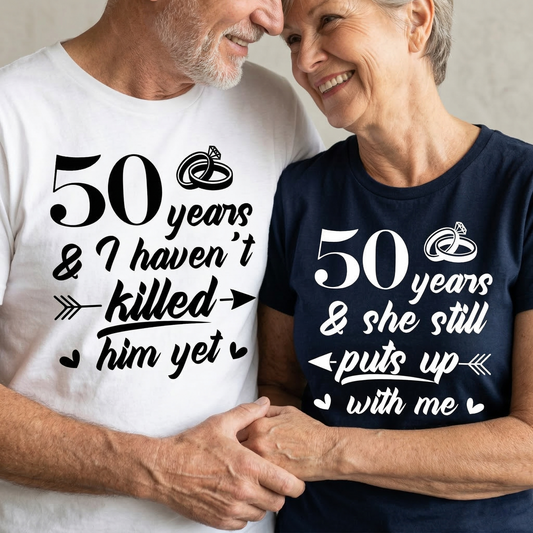 50 Years Married Couple Tee | Anniversary Gift for Parents | Funny Matching tee| 50th Wedding Anniversary Party Tops | Gift for Grandparents