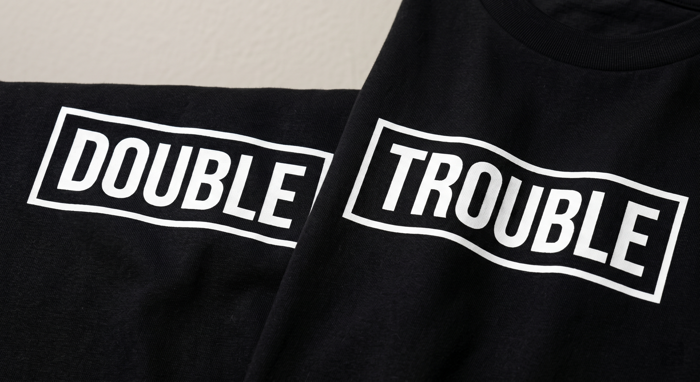 Matching Double Trouble Shirts, Custom Best Friend T-Shirt Set, Personalized Twin Outfits, Funny Couple Hoodies, Gift for Bestie