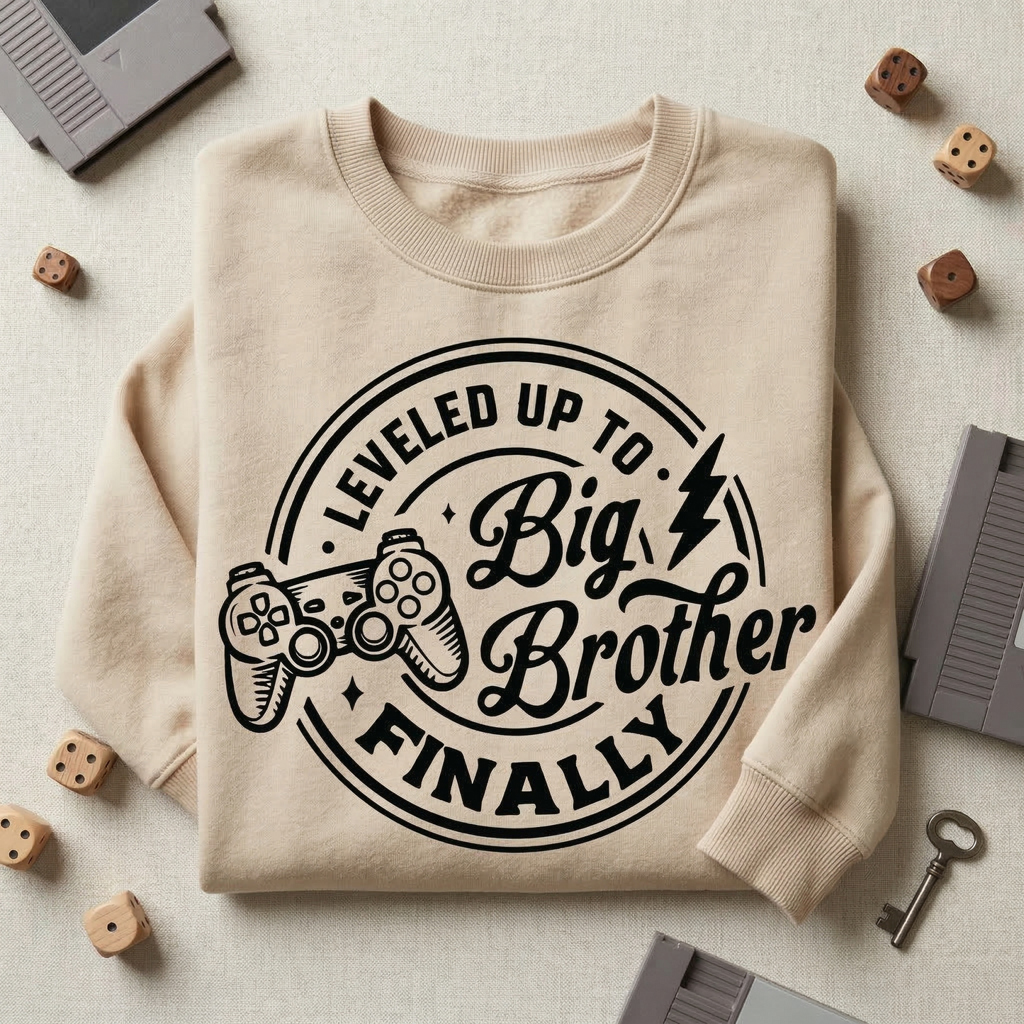 Leveled Up to Big Brother Finally Hoodie | Gamer Sibling Announcement Sweatshirt | Big Bro Pullover | New Baby Arrival Announcement Shirt