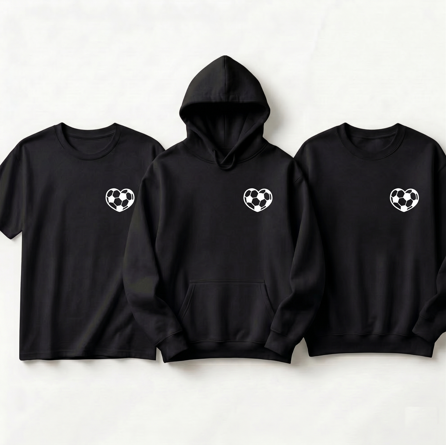 Custom Soccer Heart Apparel - Personalized Soccer Heart Hoodie, Sweatshirt, or T-Shirt - Custom Soccer Team Gift - Soccer Mom Hoodie