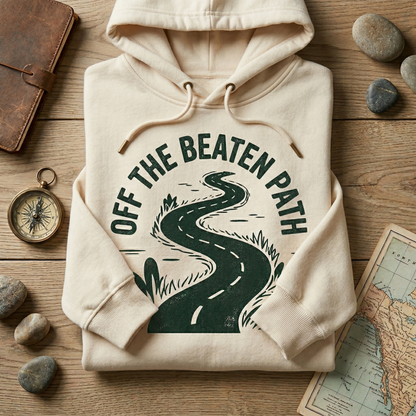 Custom Off the Beaten Path Sweatshirt, Retro Road Trip Crewneck, Vintage Adventure Sweater, Hiking Gift, Nature Lover Pullover