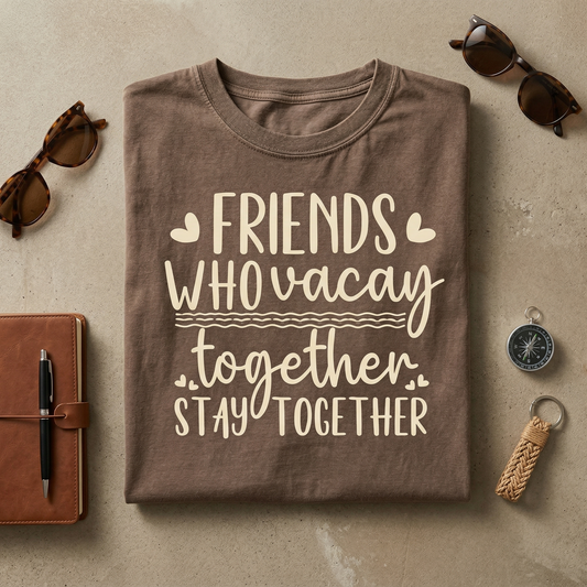 Friends Who Vacay Together Stay Together tee, Custom Girls Trip Tee, Retro Vacation Gift, Personalized Bestie Travel Top, Bachelorette Shirt