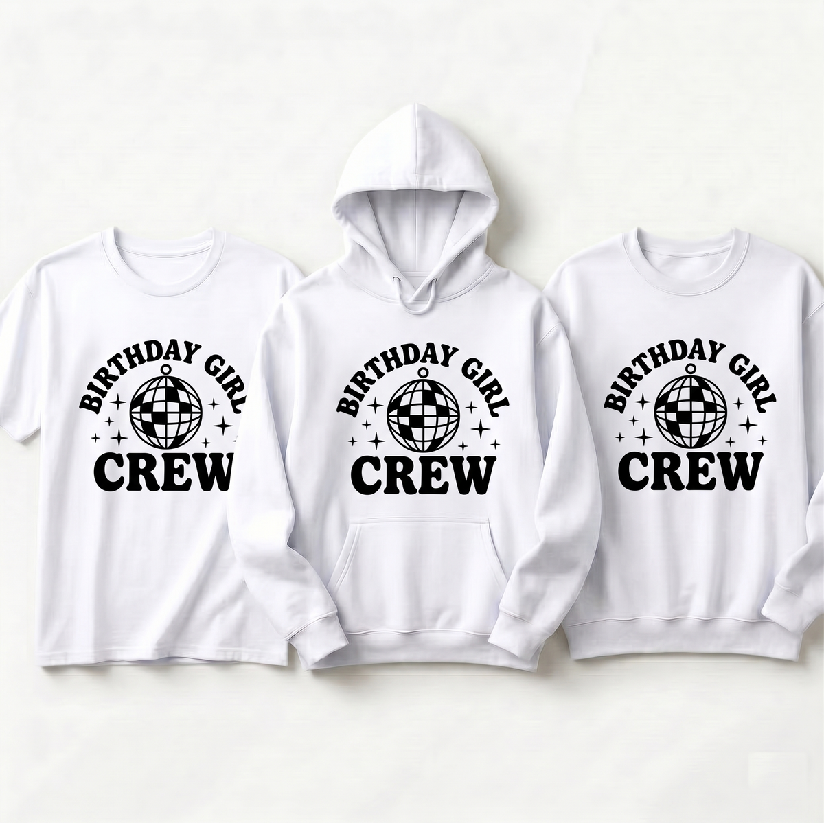 Birthday Girl Crew Shirt, Retro Disco Ball Birthday Hoodie, Neutral Birthday Party Sweatshirt, Personalized Birthday Trip Gifts