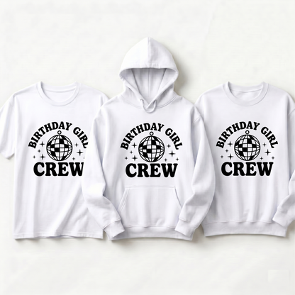 Birthday Girl Crew Shirt, Retro Disco Ball Birthday Hoodie, Neutral Birthday Party Sweatshirt, Personalized Birthday Trip Gifts