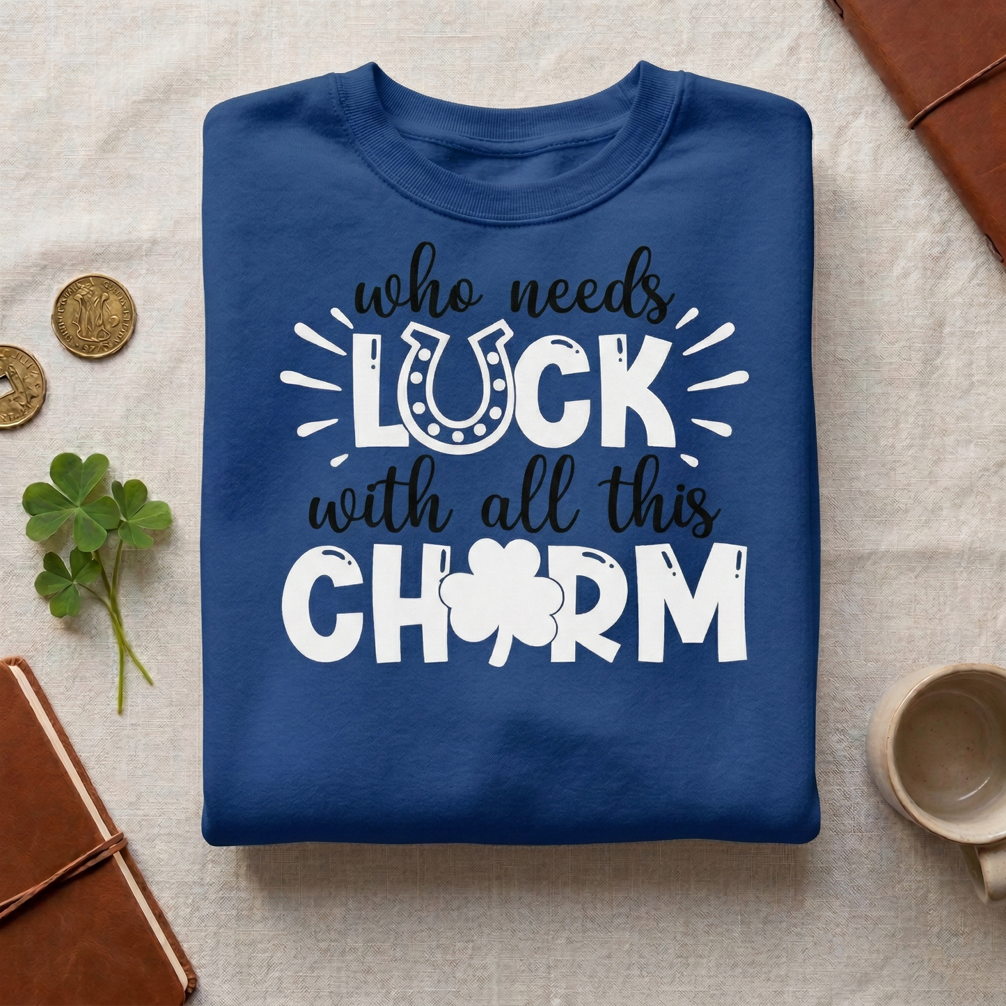 Retro Charm Sweatshirt, St Patrick's Day Crewneck, Shamrock Sweater, Lucky Vibes