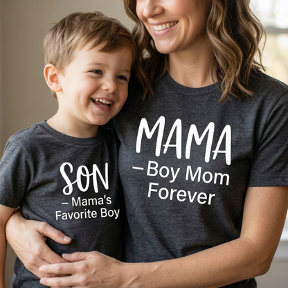 Mama & Son Matching Shirts – Boy Mom Forever / Mama’s Favorite Boy – Mom and Son Matching T-Shirts – Mommy and Me Outfit – Mother Son Gift