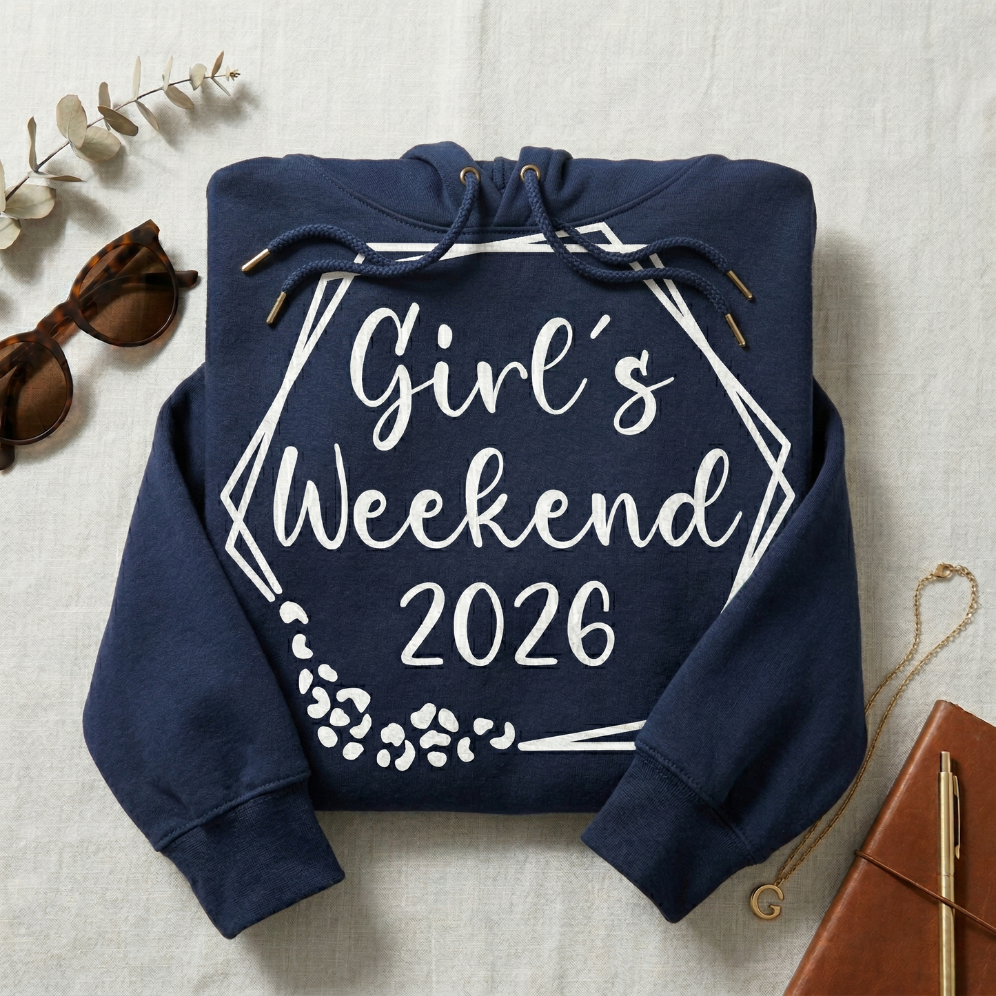 Custom Girl's Weekend 2026 Shirt, Personalized Girls Trip Tee, Navy Blue Bestie Trip Shirt, Matching Bachelorette Party Top
