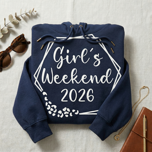 Custom Girl's Weekend 2026 Shirt, Personalized Girls Trip Tee, Navy Blue Bestie Trip Shirt, Matching Bachelorette Party Top