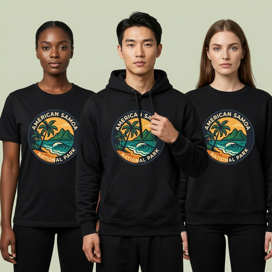 American Samoa National Park Shirt, Retro Tropical Hoodie, Custom Island Vacation Sweatshirt, Minimalist Nature Gift, Beach Explorer Tee