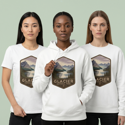 Custom Glacier National Park Shirt, Vintage Glacier Hoodie, Retro Montana Nature Sweatshirt, Personalized Hiking Gift, Mountain Badge Tee