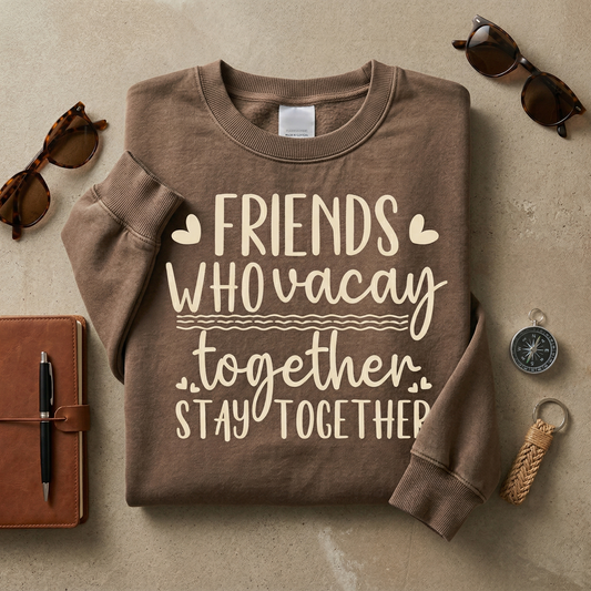 Friends Who Vacay Together Stay Together tee, Custom Girls Trip Tee, Retro Vacation Gift, Personalized Bestie Travel Top, Bachelorette Shirt