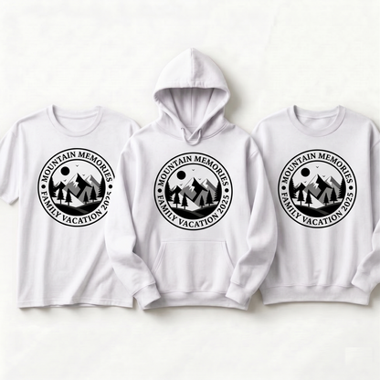 Custom Mountain Memories 2025 Family Vacation Shirts, Personalized Mountain Trip Matching Hoodies, 2026 Family Reunion Sweatshirts