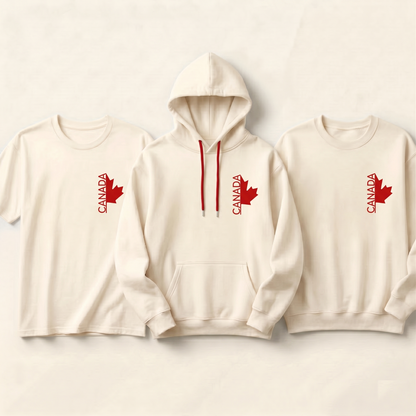 Custom Canada Maple Leaf Hoodie & Sweatshirt | Vertical Canada Logo Shirt | Personalized Canadian Pride Apparel | Unisex Modern Souvenir
