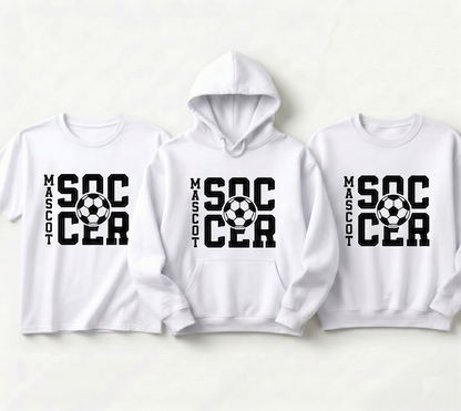 Custom Soccer Mascot Hoodie, Personalized Soccer Team Shirt, Varsity Soccer Sweatshirt, Custom School Spirit Wear, Soccer Player Gift