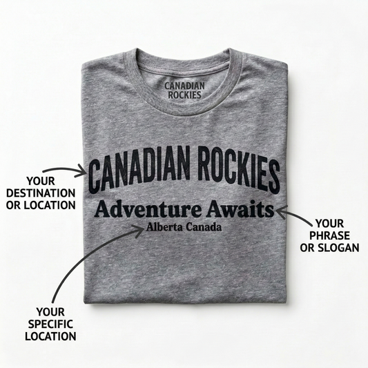 Custom Destination T-Shirt | Personalized City and State Shirt | Custom Slogan Souvenir Tee | Minimalist Adventure Awaits Heather Tshirt