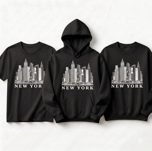 Custom New York City Skyline Shirt - Minimalist Statue of Liberty Sweatshirt - New York Vacation Souvenir - Custom City Name Apparel