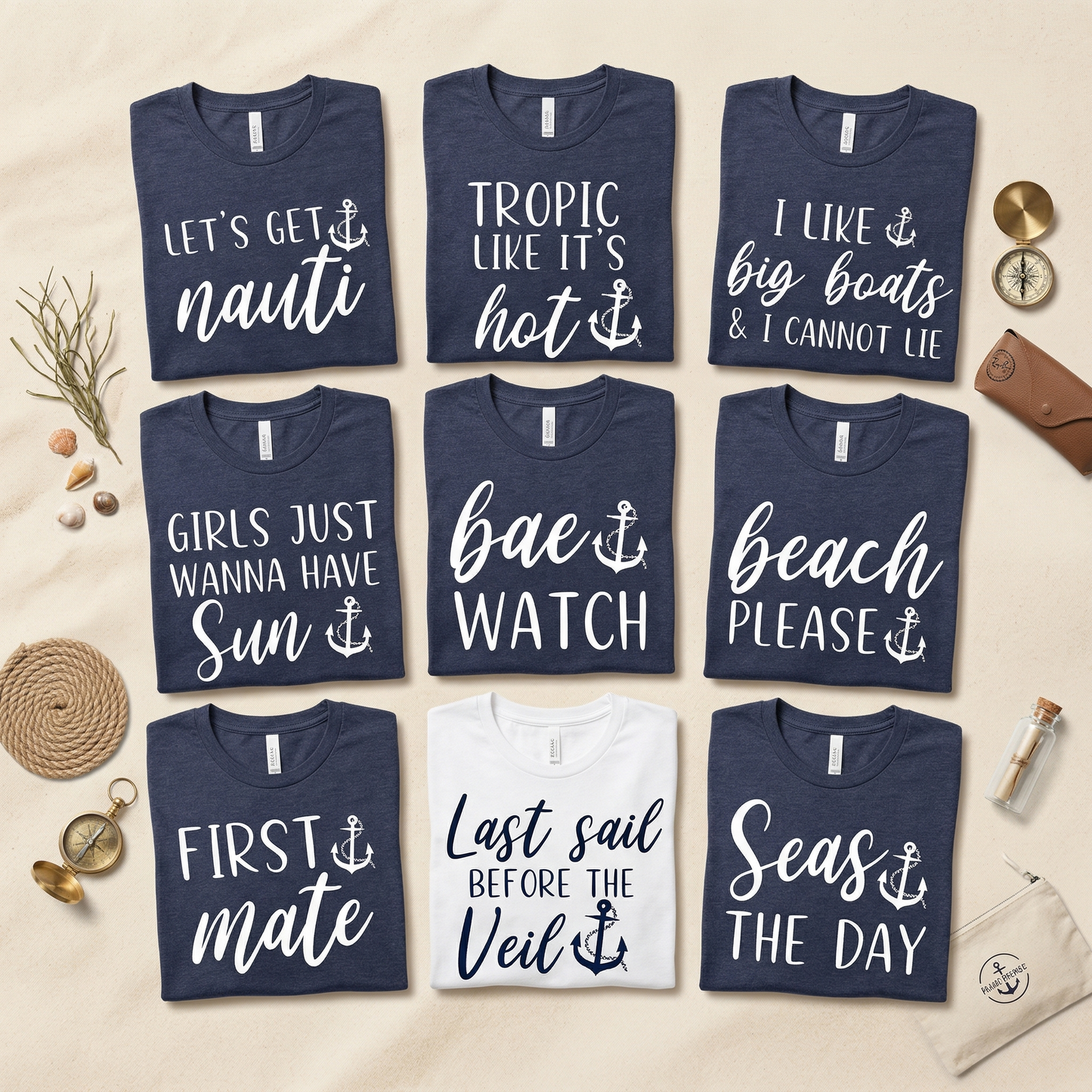 Custom Nautical Bachelorette Shirts, Last Sail Before The Veil Tee, Personalized Boat Party T-Shirt, Funny Sailing Bridesmaid Gifts