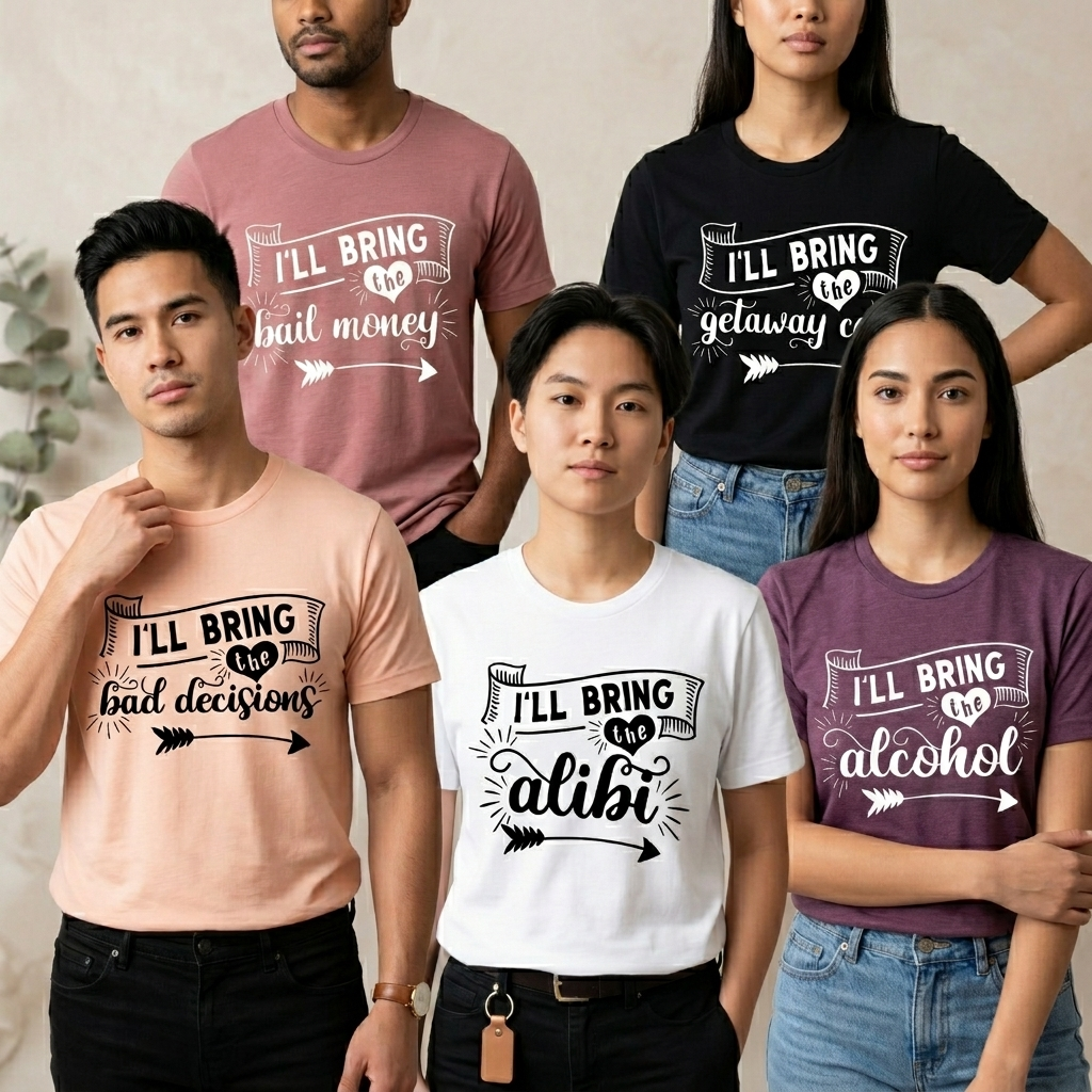 Funny Matching Group Shirts, Custom Partners in Crime T-Shirt Set, Personalized Bachelorette Party Tees, Girls Trip Outfits, Group Hoodies
