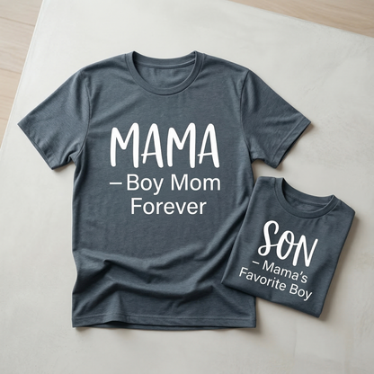 Mama & Son Matching Shirts – Boy Mom Forever / Mama’s Favorite Boy – Mom and Son Matching T-Shirts – Mommy and Me Outfit – Mother Son Gift