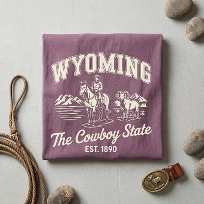 Custom Wyoming Hoodie - Vintage Cowboy State Sweatshirt - Retro WY 1890 Est. Pullover - Personalized Wyoming Gift