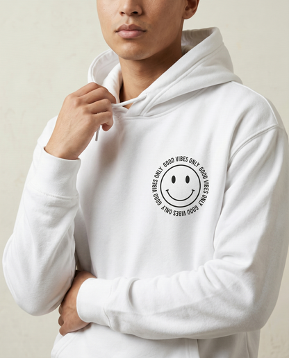 Custom Good Vibes Only Smiley Face Shirt, Retro Aesthetic Hoodie, Personalized Happy Face Sweatshirt, Positivity Gift, Minimalist Tee