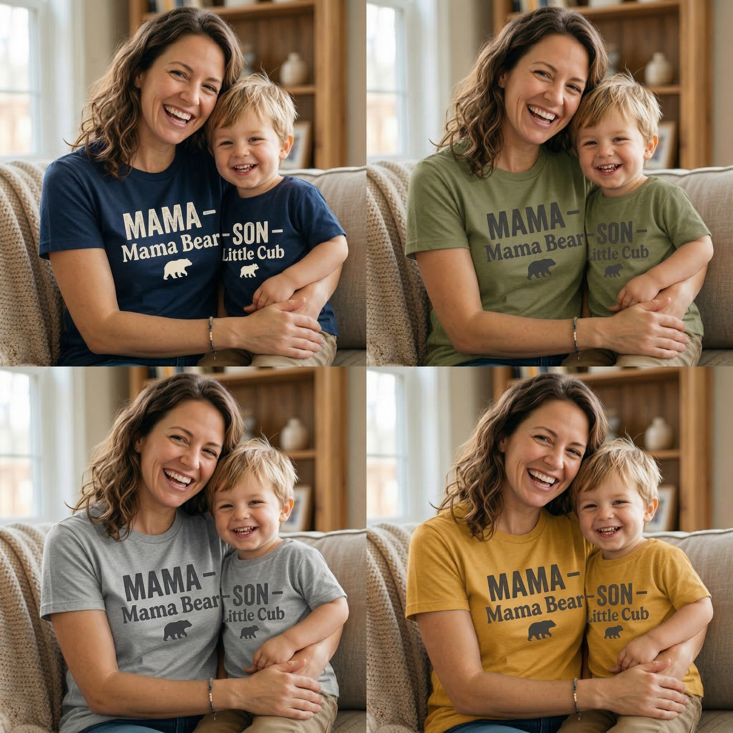 Mama Bear and Little Cub Matching Shirt Set | Mother and Son Matching Outfits | New Mom Gift | Boho Mama T-Shirt | Toddler Boy Bear Shirt | Set of 2