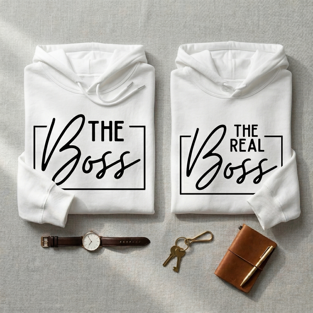 Custom Couple Sweatshirts, The Boss & The Real Boss Matching Shirts, Personalized Anniversary Gift for Husband and Wife, Custom Wedding Gift
